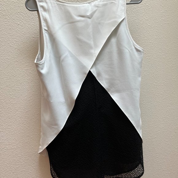 CAbi White and Black Tulip-Back Split Tank Blouse - Picture 3 of 5